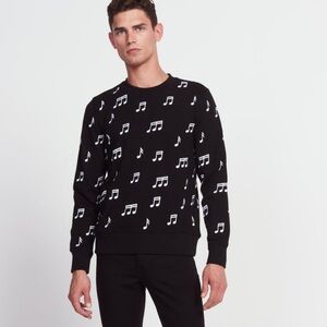 Sandro Paris black cotton embroidered music note sweatshirt 
Size 1 /